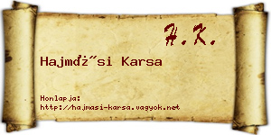 Hajmási Karsa névjegykártya